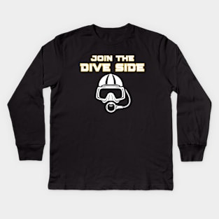 join the dive side, funny graphics for diving addict Kids Long Sleeve T-Shirt